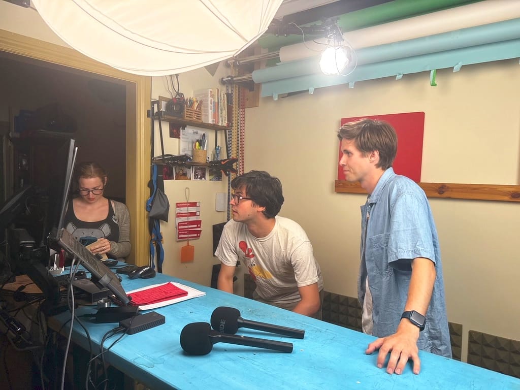 Pictures of volunteers preparing the HQ